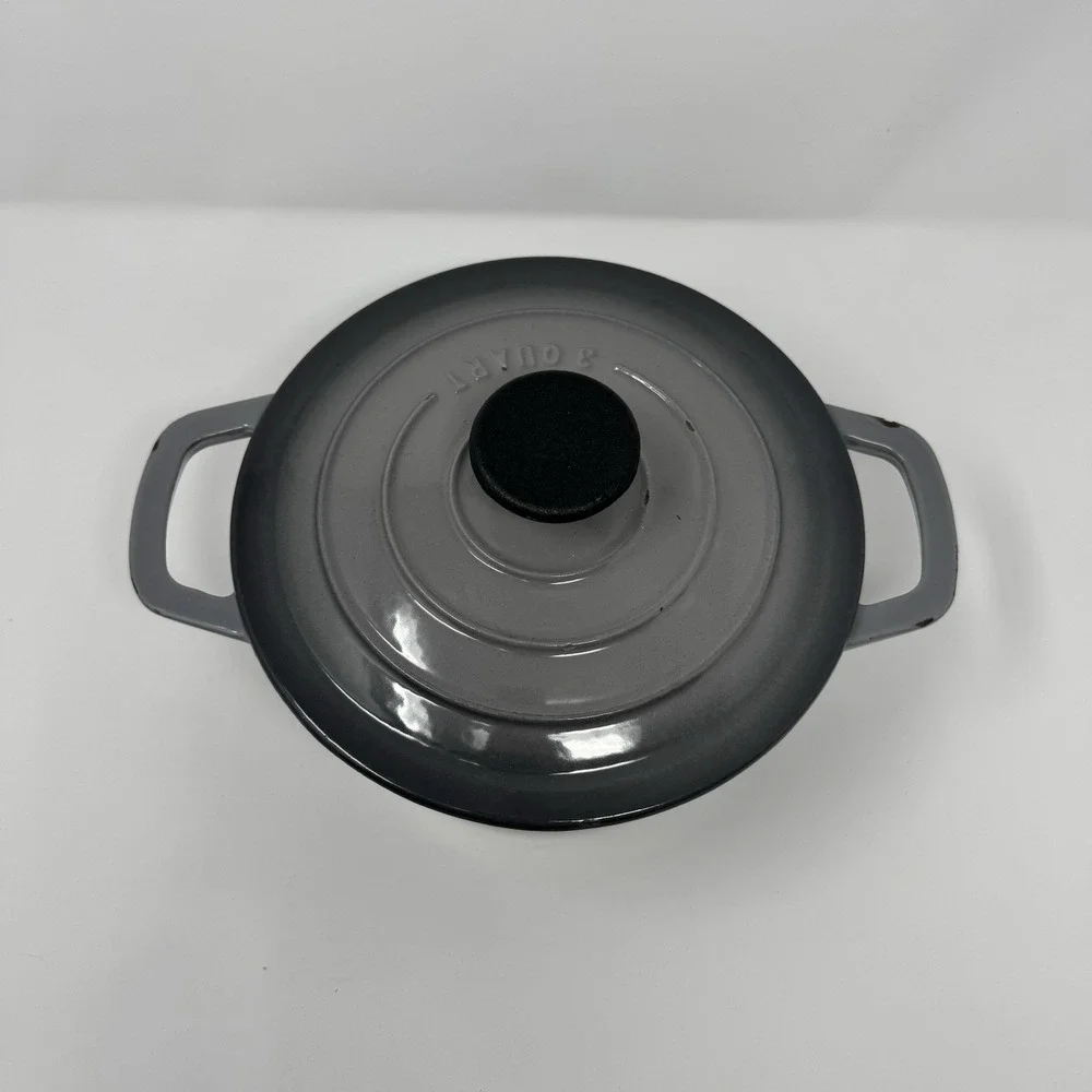 Smith Clark Ironworks 3 Quart/2.8 L Cast Iron Dutch Oven‎ Gray Enameled Pot